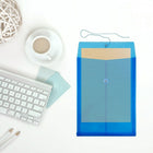 JAM Paper Plastic Envelopes with Button and String Tie Closure, Legal Open End, 9.75 x 14.5, Blue Poly, 12 Pack (119B1BU)-Button & string tie closure keeps materials secure and the plastic material is long-lasting