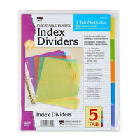 Charles Leonard 5-Tab Index Dividers, Assorted Colors, 60 Pack-Index dividers fit most standard 3 ring binders