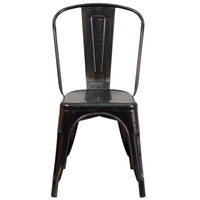 Flash Furniture Black-Antique Gold Metal Indoor-Outdoor Stackable Chair-Stackable Bistro Style Chair