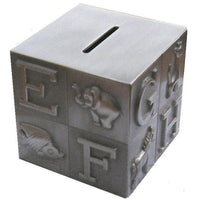 Elegance ABC Block Money Bank, Pewter-Plated (80881)-Piggy bank