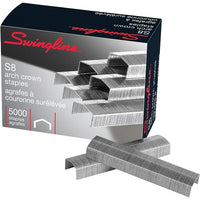Swingline 1/4" Arch Crown Staples, 5000 Pack-For use in Swingline S - 8 and Bostitch B - 8 staplers, general office staple with hump back crown, chisel pointed, 1/4" leg, sleeve/slide tray box