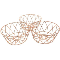 Cathay Importers Copper Round Wire Basket, 10"diameter, 3 Pack-Contemporary diamond wire design