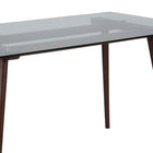 Flash Furniture Meriden 31.5" x 55" Rectangular Solid Wood Table with Clear Glass Top - Walnut-8mm Thick Glass