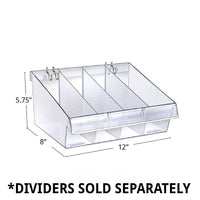 Azar Displays Deep Clear Divider Bin, 8", 4 Pack (556132)-Clear Acrylic