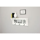 nexxt FN00397-3INT Riley Wall Shelf and Picture Collage with 3 Hooks, 18.5" x 7", Holds 2- 4 x 4" and 1- 4 x 6" Photo, White-Product dimensions: 7" H x 18.75"W x 4" D; maximum weight capacity: 10 lbs