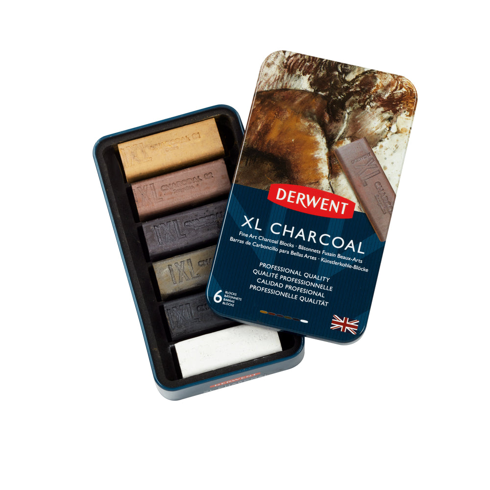 Derwent XL Charcoal Blocks - Metal Tin - 6 Pack | staples.ca