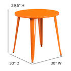 Flash Furniture 30" Round Orange Metal Indoor-Outdoor Table-Top Size: 30" Round