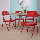 Flash Furniture Hercules Series Metal Folding Chair - Red - 4 Pack-Non-Marring Floor Glides