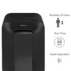Fellowes Powershred LX170 Cross-Cut Shredder-Efficiency Meter indicates the potential for increased sheet capacity in real-time to maximize productivity