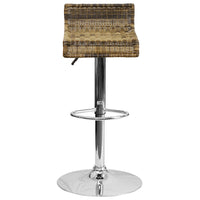 Flash Furniture Contemporary Wicker Adjustable Height Barstool with Waterfall Seat and Chrome Base - 2 Pack-Set of 2 Contemporary Style Stools
