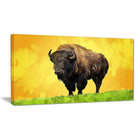Designart Lone Bison, Yellow Canvas Art Print, 5 Panels, (PT2328-32-16)-Print