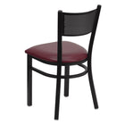Flash Furniture HERCULES Series Black Grid Back Metal Restaurant Chair - Burgundy Vinyl Seat-Burgundy Vinyl Upholstered Seat