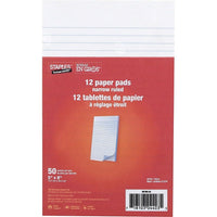 Staples Writing Pads - Narrow-Ruled - White - 5" x 8" - 50 Sheets - 12 Pack-15lb. Ruled paper for smooth, easy writing