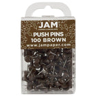 JAM Paper Push Pins, Chocolate Brown Pushpins, 3 Packs of 100, 300 Total (222419049g)-Material: Metal