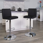 Flash Furniture Contemporary Black Vinyl Adjustable Height Barstool with Panel Back & Chrome Base-Height Adjustable Seat with Gas Lift
