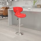 Flash Furniture Contemporary Cozy Mid-Back Red Vinyl Adjustable Height Barstool with Chrome Base-Height Adjustable Seat with Gas Lift