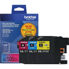 Brother LC105 Super High-Yield Colour Ink Cartridges, 3 Pack-Includes 3 colour ink cartridges in cyan, magenta and yellow