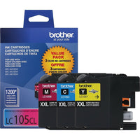 Brother LC105 Super High-Yield Colour Ink Cartridges, 3 Pack-Includes 3 colour ink cartridges in cyan, magenta and yellow