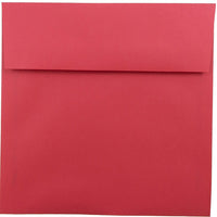 JAM Paper 8.5 x 8.5 Square Envelopes, Brite Hue Red Recycled, 50 Pack (2794374I)-Christmas red brite hue square envelope