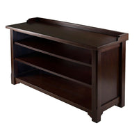 Winsome Dayton Hall Storage Bench with Shelves, Antique Walnut-Serves as a seating or shoe storage bench