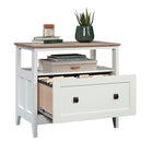 Sauder 430760 August Hill Lateral File Cabinet - Soft White-Open shelf provides additional storage.
