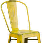 Flash Furniture 30" High Distressed Metal Indoor-Outdoor Barstool with Back - Yellow-Distressed Yellow Powder Coat Finish