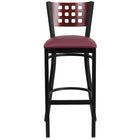 Flash Furniture HERCULES Series Black Cutout Back Metal Restaurant Barstool - Mahogany Wood Back & Burgundy Vinyl Seat - 2 Pack-Set of 2 Metal Dining Bar Stools