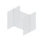 Mark Maker H Shaped Table Divider - 32" W x 31.5" H middle and two 30" W x 31.5" H sides 1/4" Clear Acrylic - no pass throughs-Optimal social distancing for up to 4 people.
