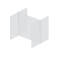 Mark Maker H Shaped Table Divider - 32" W x 31.5" H middle and two 30" W x 31.5" H sides 1/4" Clear Acrylic - no pass throughs-Optimal social distancing for up to 4 people.