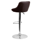 Flash Furniture Contemporary Brown Vinyl Bucket Seat Adjustable Height Barstool with Diamond Pattern Back & Chrome Base - 2 Pack-Bucket Seat
