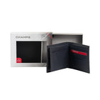 Champs Black Label Leather RFID Flip-up Passcase Wallet, Navy-Easy access ID window