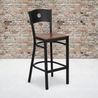 Flash Furniture HERCULES Series Black Circle Back Metal Restaurant Barstool - Cherry Wood Seat-.625" Thick Plywood Seat