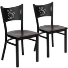 Flash Furniture HERCULES Series Black Coffee Back Metal Restaurant Chair - Mahogany Wood Seat - 2 Pack-Coffee Back Design