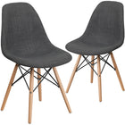 Flash Furniture Elon Series Siena Fabric Chairs with Wooden Legs - Grey - 2 Pack-Siena Grey Fabric Upholstery
