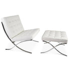 Nicer Furniture Pavilion Chair with Ottoman - White-Upholstered in top grain genuine Italian leather