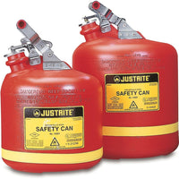 Justrite Type I Polyethylene Safety Cans, 5 Gal, 12 3/4" x 16", Fm,Ul, Ulc, Approved Round-Dent, chip and puncture-resistant polyethylene stands up to harsh corrosives