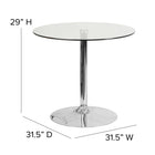 Flash Furniture 31.5" Round Glass Table with 29"H Chrome Base-Base Diameter: 21.5''