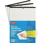 Staples Perforated Wide Ruled Paper Pads - Letter Size - White - 8.5" x 11" - 50 Sheets - 3 Pack-White paper with wide ruling offers more space for writing