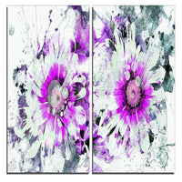 Designart Purple and White Daisies Canvas Art Print, 40"W x 40"H, 2 Panels, (PT3407-2-40-40)-Print