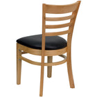 Flash Furniture HERCULES Series Ladder Back Natural Wood Restaurant Chair - Black Vinyl Seat-Black Vinyl Upholstered Seat