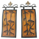 Cathay Importers Bamboo And Metal Scroll Wall Decor  (EC-22-0028)-Carved plaque