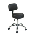 Work Smart Stool with Vinyl Seat and Back, Black-Pneumatic Height Adjustment