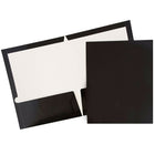 JAM Paper 2 Pocket Laminated Glossy Presentation Folders, Black, 25 Pack-Black Glossy Cardstock Folders