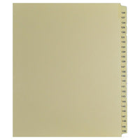 Mark Maker Legal Exhibit Index Tab Set of Buff Single Tabs, 1/25th Cut, Letter Size, No Holes, Number 126 - 150-Buff Single Tabs, 1/25th Cut