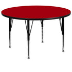 Flash Furniture 60'' Round Activity Table with Thermal Fused Laminate Top and Height Adjustable Pre-School Legs, Red-Red Laminate