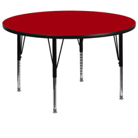 Flash Furniture 60'' Round Activity Table with Thermal Fused Laminate Top and Height Adjustable Pre-School Legs, Red-Red Laminate