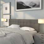 Flash Furniture Lennox Tufted Upholstered King Size Headboard - Grey Vinyl-Button Tufted with Box Stitching