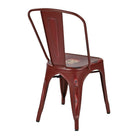 OSP Designs Metal Dining Chair with Backrest, Antique Red, 4 Pack-Available in one of five colours