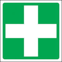 Accuform Signs First Aid Sign, 6" x 6", Aluminum, Pictogram-Display Type Adhesive