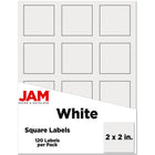 JAM Paper Square Address Labels - 2" x 2" - White - 120 Pack -English only packaging